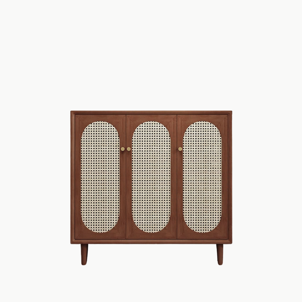 MECHAY, TLT_001, Tủ lưu trữ phong cách cổ điển phối mây tre, 100x40x90cm, Nội thất Nhà trên cao