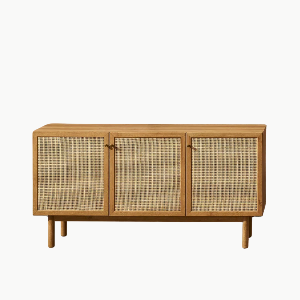 MEY, TLT_016, Tủ lưu trữ phối lưới mây tre, 140x40x70cm, MDF phủ Melamine, Nội thất Nhà Trên Cao