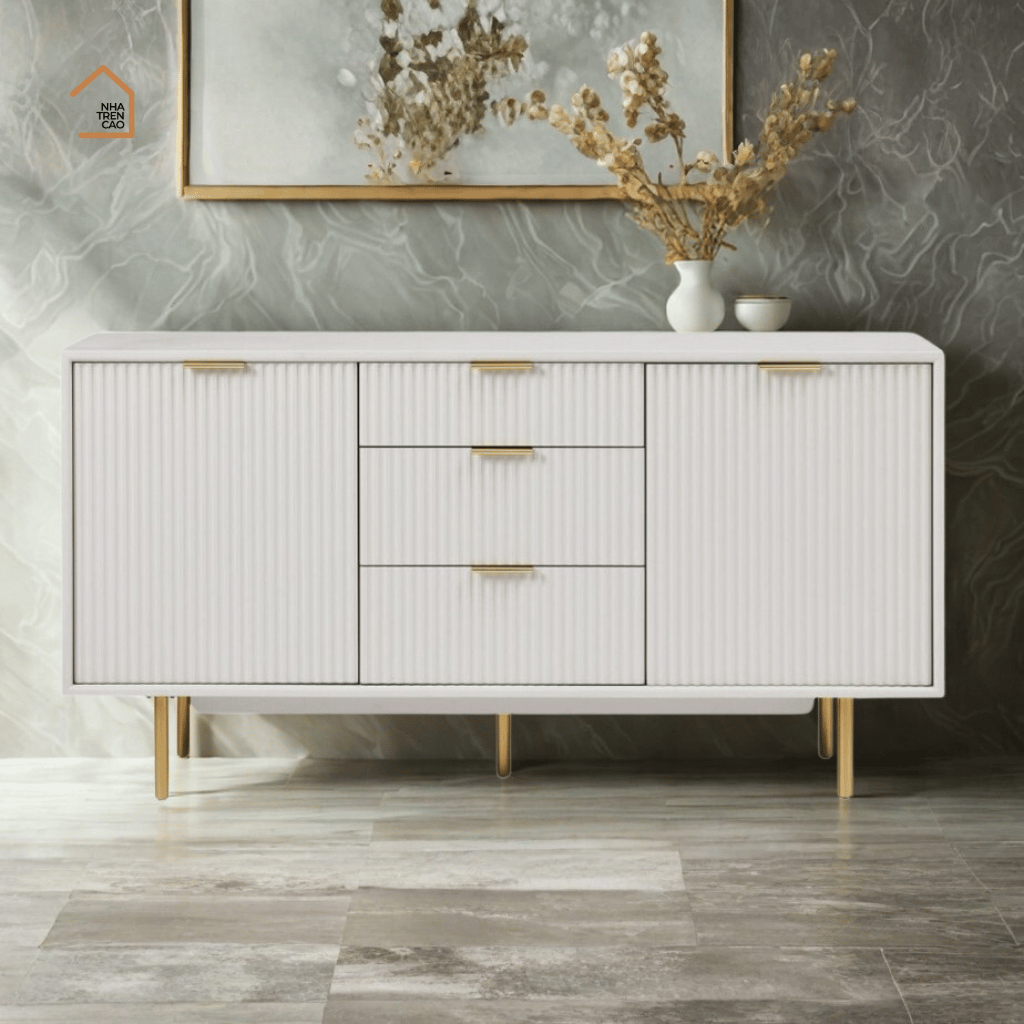 NANCY, TLT_053, Tủ lưu trữ phong cách hiện đại tối giản, 120x40x80cm, Gỗ MDF phủ sơn 2K, Nội thất Nhà trên cao