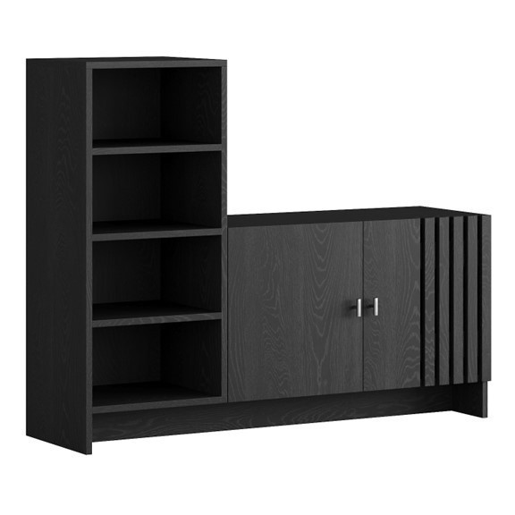 RASU, Kệ 4 tầng kèm tủ 2 cánh mở, CAB_300, 120x35x97cm, Nội thất Nhà trên cao