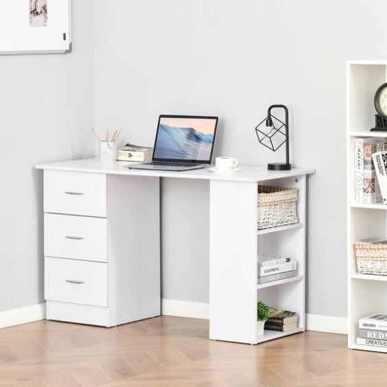 ELDE, Bàn làm việc 3 ngăn tủ kéo kèm kệ sách, DES_022, 120x48x77cm, Nội thất Nhà trên cao