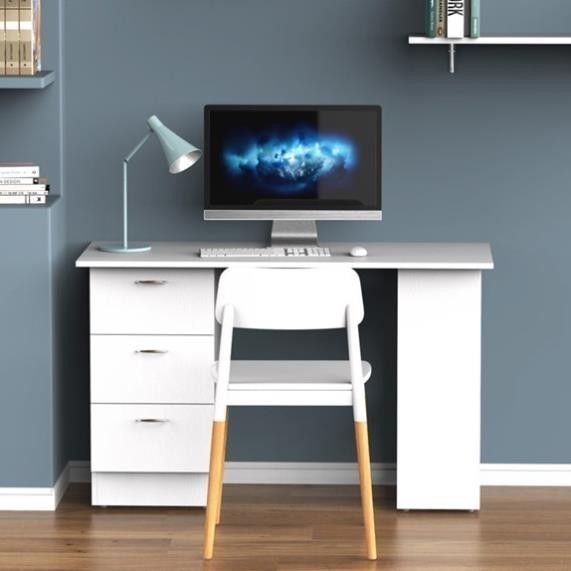 ELDE, Bàn làm việc 3 ngăn tủ kéo kèm kệ sách, DES_022, 120x48x77cm, Nội thất Nhà trên cao
