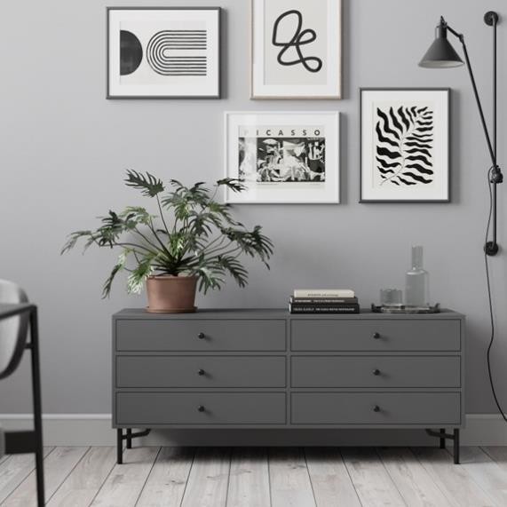 KARAL, Tủ lưu trữ, trang trí 6 ngăn kéo, CAB_350, 140x40x60cm, Nội thất Nhà trên cao