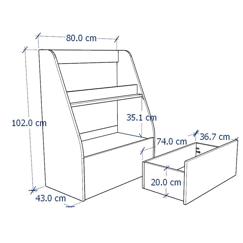 FRANKY, Kệ sách mini cho trẻ, DSH_033, 80x43x102cm, Nội thất Nhà trên cao