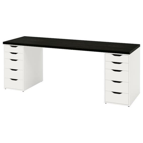 DAISA, Bàn làm việc học tập 2 tủ ngăn kéo, DES_003, 140x60x75cm, Nội thất Nhà trên cao
