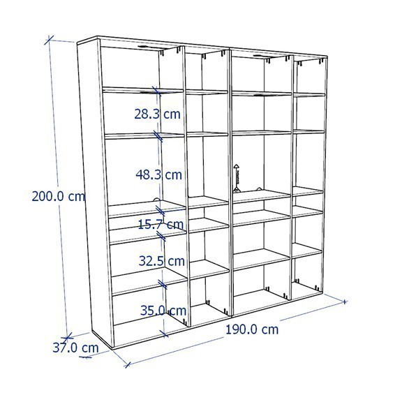 SOSA, COMBO 2 Kệ sách 6 tầng 2 gian, DSH_085, 190x37x200cm, Nội thất Nhà trên cao