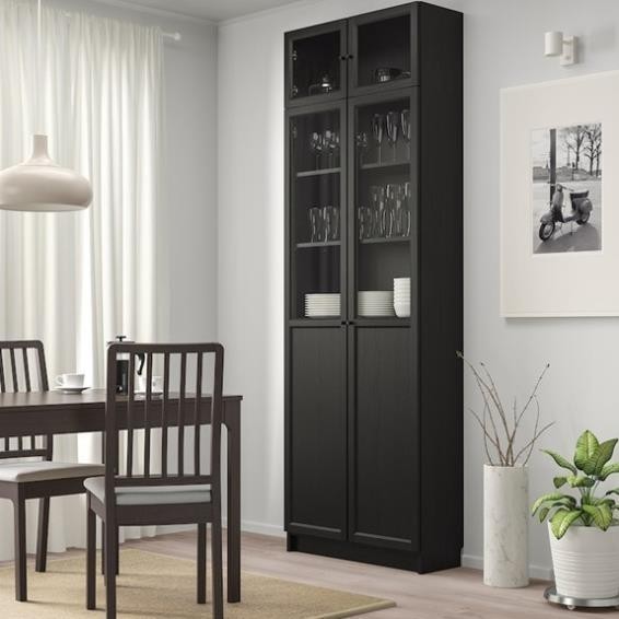 JAK, Kệ sách 7 tầng cửa kính cổ điển, DSH_044, 80x30x237cm, Nội thất Nhà trên cao