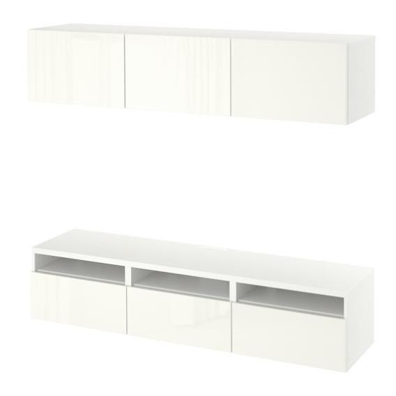 ANGELA, Kệ tivi kèm kệ tủ 3 gian treo tường, TVC_056, 180x42x185cm, Nội thất Nhà trên cao