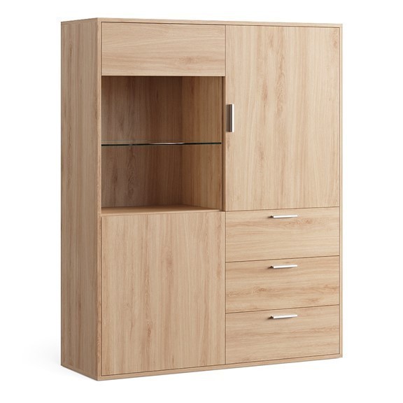 ELDE, Kệ tủ kệ để đồ đồ dùng kèm 3 ngăn kéo, CAB_329, 120x40x150cm, Nội thất Nhà trên cao