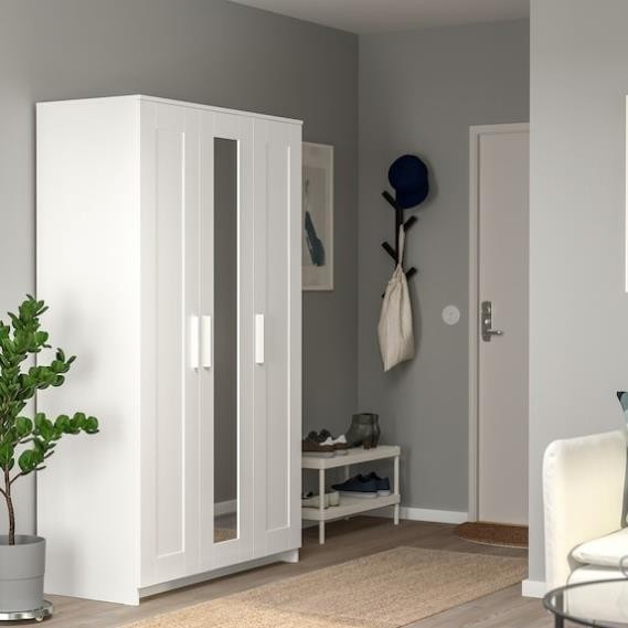 KAYLE, Tủ quần áo 3 cánh mở kèm gương, WAR_040, 117x50x191cm, Nội thất Nhà trên cao