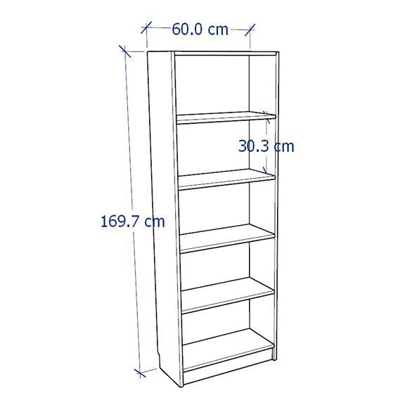 JAK, Kệ sách 5 tầng size nhỏ, DSH_039, 60x28x170cm, Nội thất Nhà trên cao