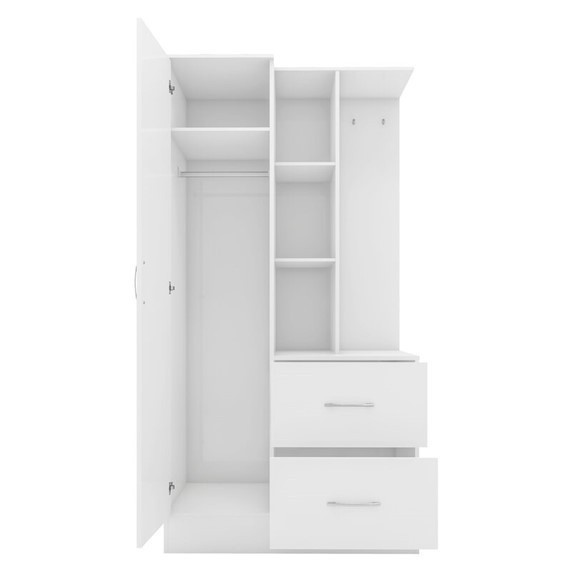 ELDE, Tủ quần áo kèm kệ để đồ đồ dùng có gương, WAR_023, 117x52x190cm, tủ đựng quần áo Nhà trên cao