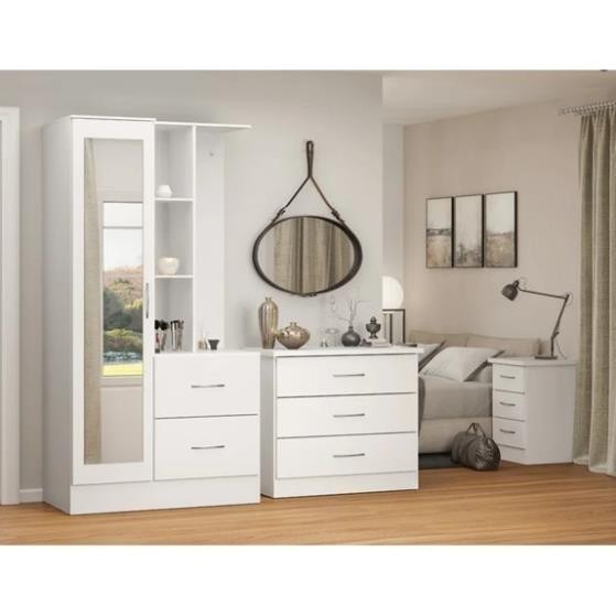 ELDE, Tủ quần áo kèm kệ để đồ đồ dùng có gương, WAR_023, 117x52x190cm, tủ đựng quần áo Nhà trên cao