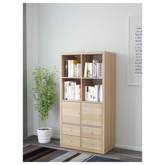 FELLY, Kệ sách 4x2 kèm 4 ô cửa, DSH_026, 144x38x75cm, Nội thất Nhà trên cao