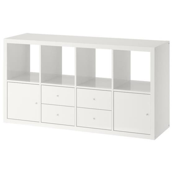 FELLY, Kệ sách 4x2 kèm 4 ô cửa, DSH_026, 144x38x75cm, Nội thất Nhà trên cao