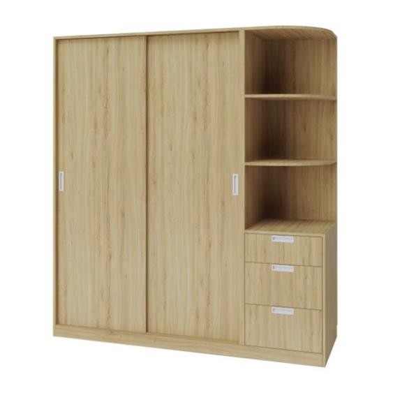 WINDEE, Tủ quần áo cửa lùa bằng gỗ công nghiệp cao cấp, WAR_063, 180x60x200cm, sản xuất