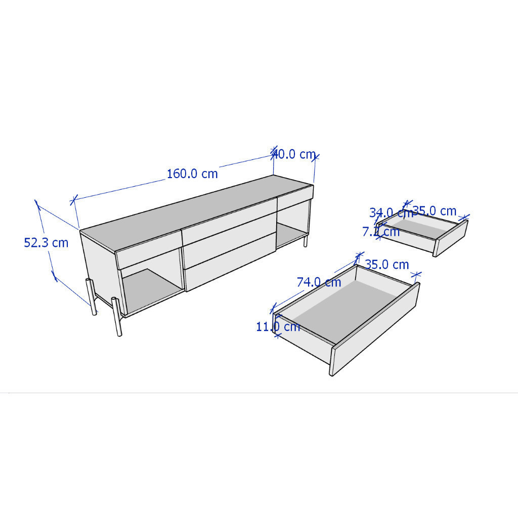 WILY, Tủ TV, Tủ lưu trữ, TVC_061, 168x40x52cm, Nội thất Nhà trên cao