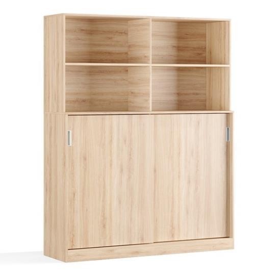 GAL, Tủ kệ để đồ đồ dùng cửa lùa kèm Kệ sách, CAB_136, 160x45x200cm, Nội thất Nhà trên cao