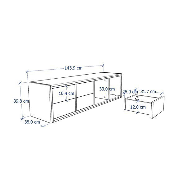 FELLY, kệ để đồ vật dụng 4 ngăn đa năng treo tường, DSH_024, 144x38x40cm, Nội thất Nhà trên cao
