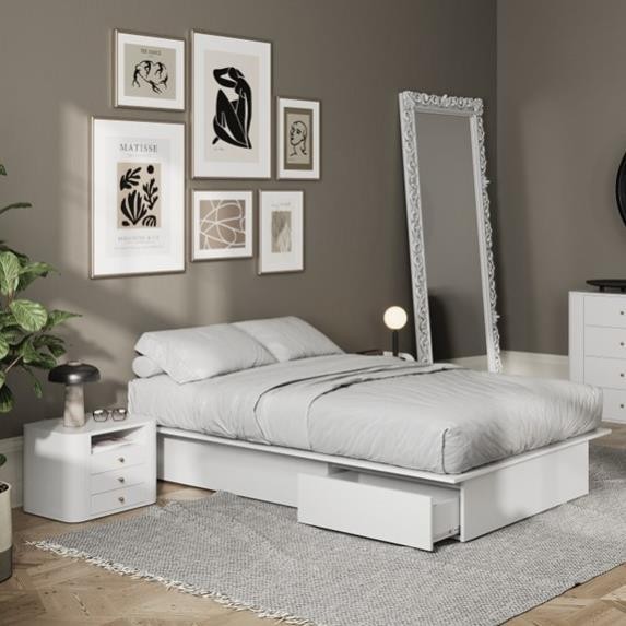 GRAM, Giường ngủ 2 hộc tủ kéo phong cách hiện đại, BFR_011, 204x30cm, Nội thất Nhà trên cao