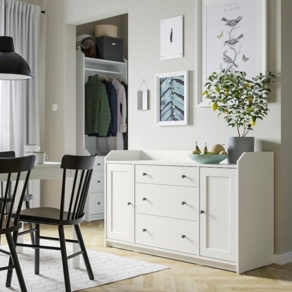 BAHA, Kệ tủ đựng đồ dùng 3 ngăn 2 cánh mở, CAB_050, 140x46x84cm, Nội thất Nhà trên cao