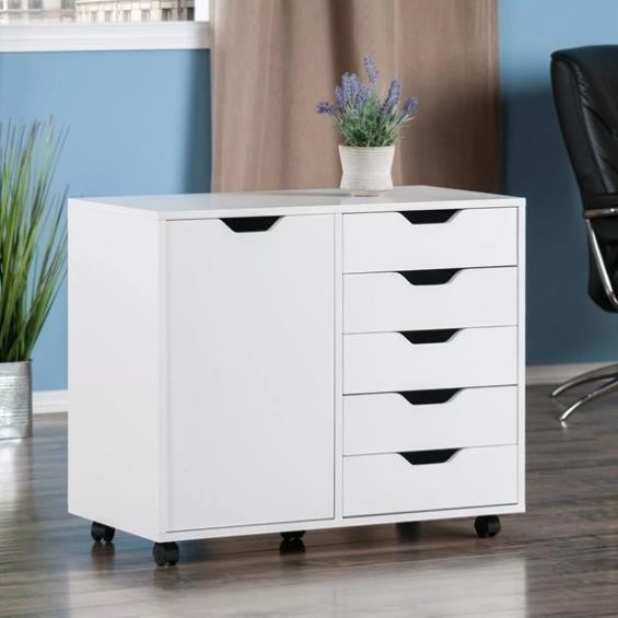 HALITA, Tủ lưu trữ 5 học kéo 1 cánh mở có bánh xe , CAB_154, 78x41x61cm, Nội thất Nhà trên cao