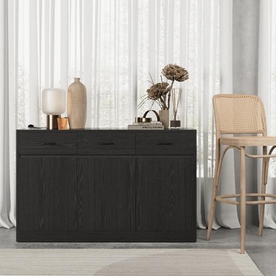 KRIST, Tủ lưu trữ đồ dùng 3 gian, CAB_177, 132x40x82cm, Nội thất Nhà trên cao
