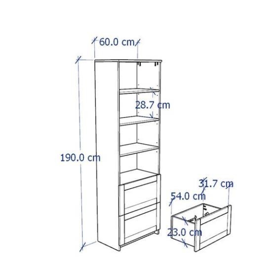 KAYLE, Kệ 4 tầng 2 hộc kéo, DSH_065, 60x35x190cm, Nội thất Nhà trên cao