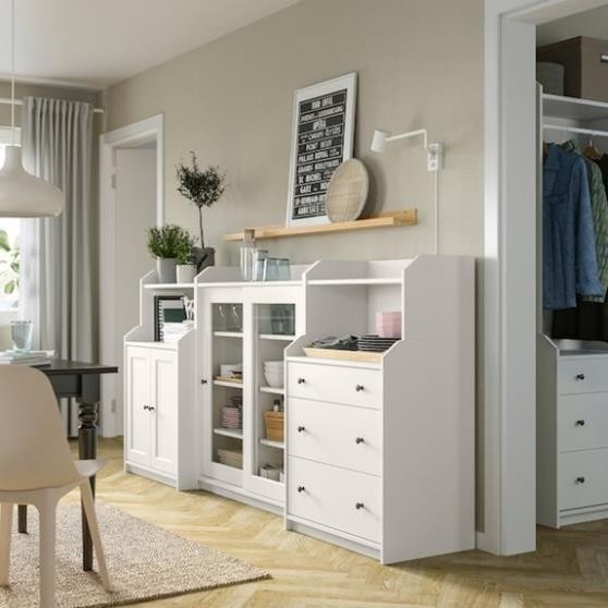 BAHA, COMBO Tủ lưu trữ kết hợp tủ trưng bày cửa kính, 3 ngăn kéo, CAB_037, 245x46x116cm, Nội thất Nhà trên cao