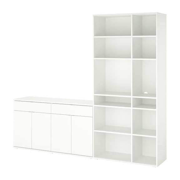 SOSA, COMBO kệ để đồ kèm tủ 2 gian, CAB_240, 235x37x200cm, Nội thất Nhà trên cao