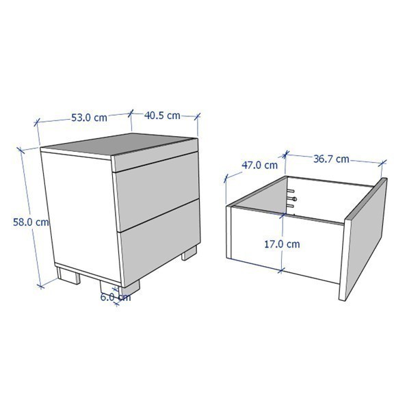 ENRI, Tủ đầu giường 2 ngăn kéo, TAB_056, 53x40x58cm, Nội thất Nhà trên cao