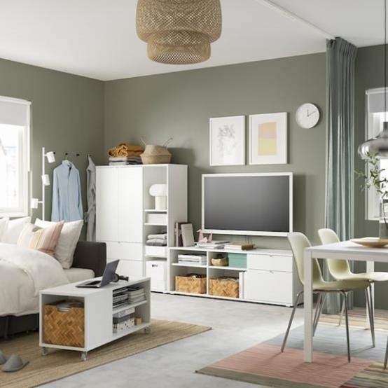 SOSA, COMBO 2 kệ để đồ đồ dùng kèm hộc kéo, CAB_245, 251x37x140cm, Nội thất Nhà trên cao