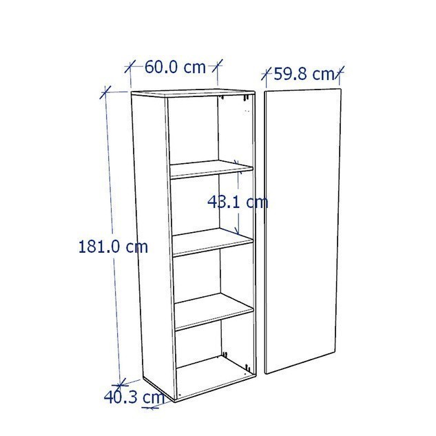 GALLOT, Tủ đựng đồ 4 tầng, WAR_030, 60x42x181cm, Nội thất Nhà trên cao