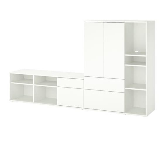 SOSA, COMBO 2 kệ để đồ đồ dùng kèm hộc kéo, CAB_245, 251x37x140cm, Nội thất Nhà trên cao