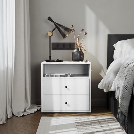 JESSIE, Tủ đầu giường 2 ngăn kéo, TAB_046, 54x48x54cm, Nội thất Nhà trên cao