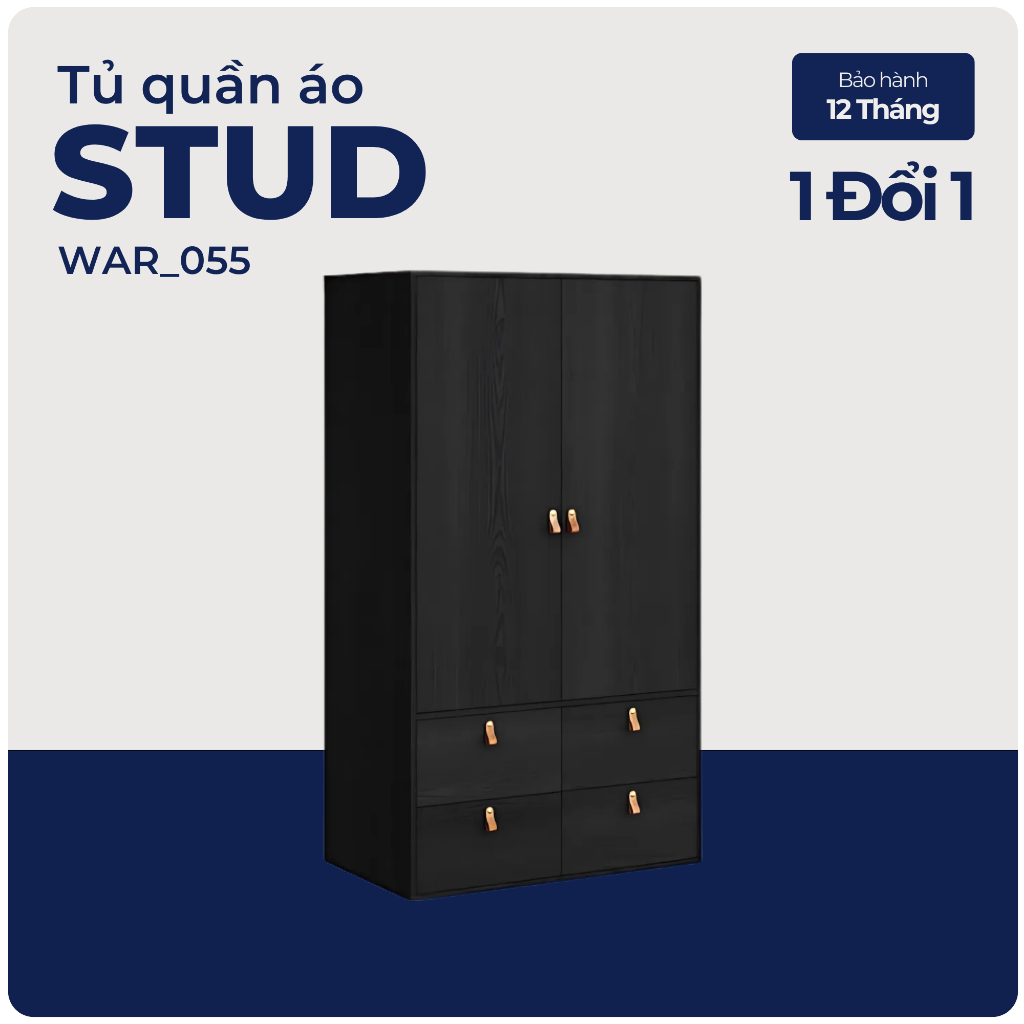 STUD, Tủ quần áo, WAR_055, 100x59x180cm, Nội thất Nhà trên cao