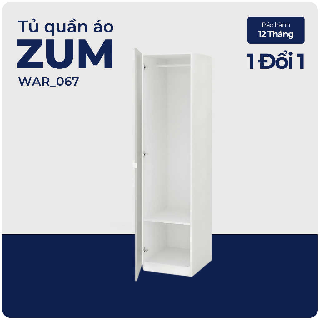 ZUM, Tủ quần áo treo, WAR_067, 50x60x201cm, Nội thất Nhà trên cao