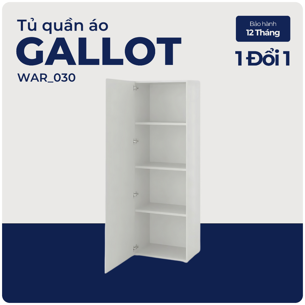 GALLOT, Tủ đựng đồ 4 tầng, WAR_030, 60x42x181cm, Nội thất Nhà trên cao