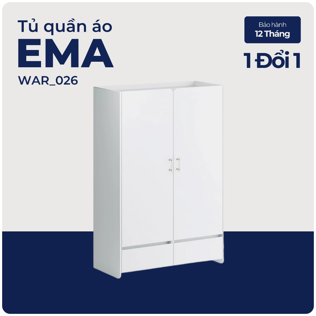 EMA, Tủ quần áo 2 cánh mở, WAR_026, 120x55x180cm, Nội thất Nhà trên cao
