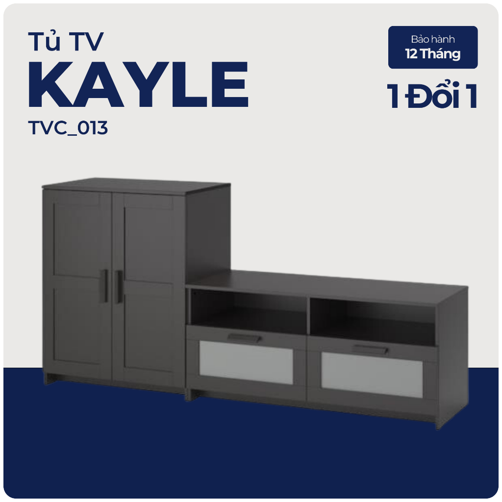 KAYLE, COMBO Kệ tivi 2 hộc kéo kết hợp tủ 3 tầng, TVC_013, 198x41x95cm, Nội thất Nhà trên cao