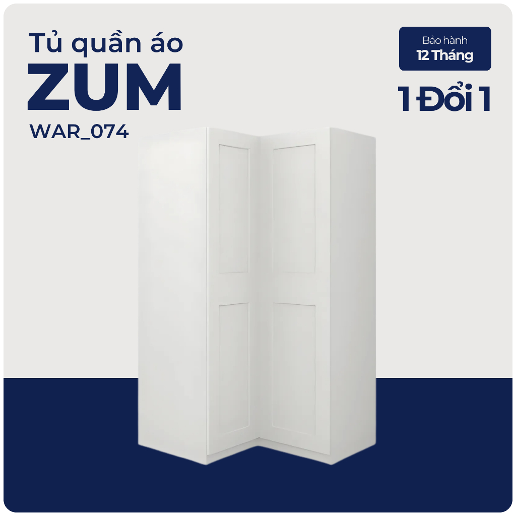 ZUM, Tủ quần áo tiết kiệm không gian, WAR_074, 111x111x201cm, Nội thất Nhà trên cao