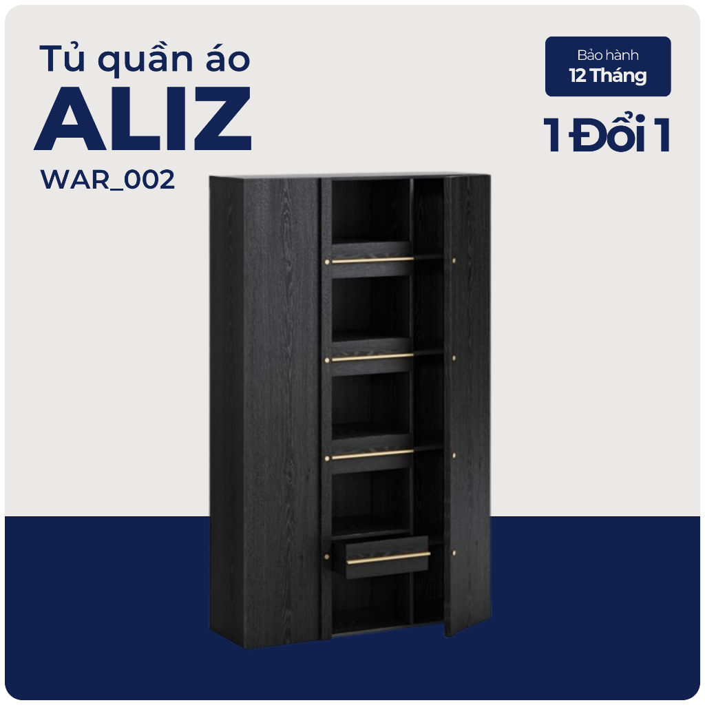 ALIZ, Tủ, Kệ sách, WAR_002, 120x40x200cm, Nội thất Nhà trên cao