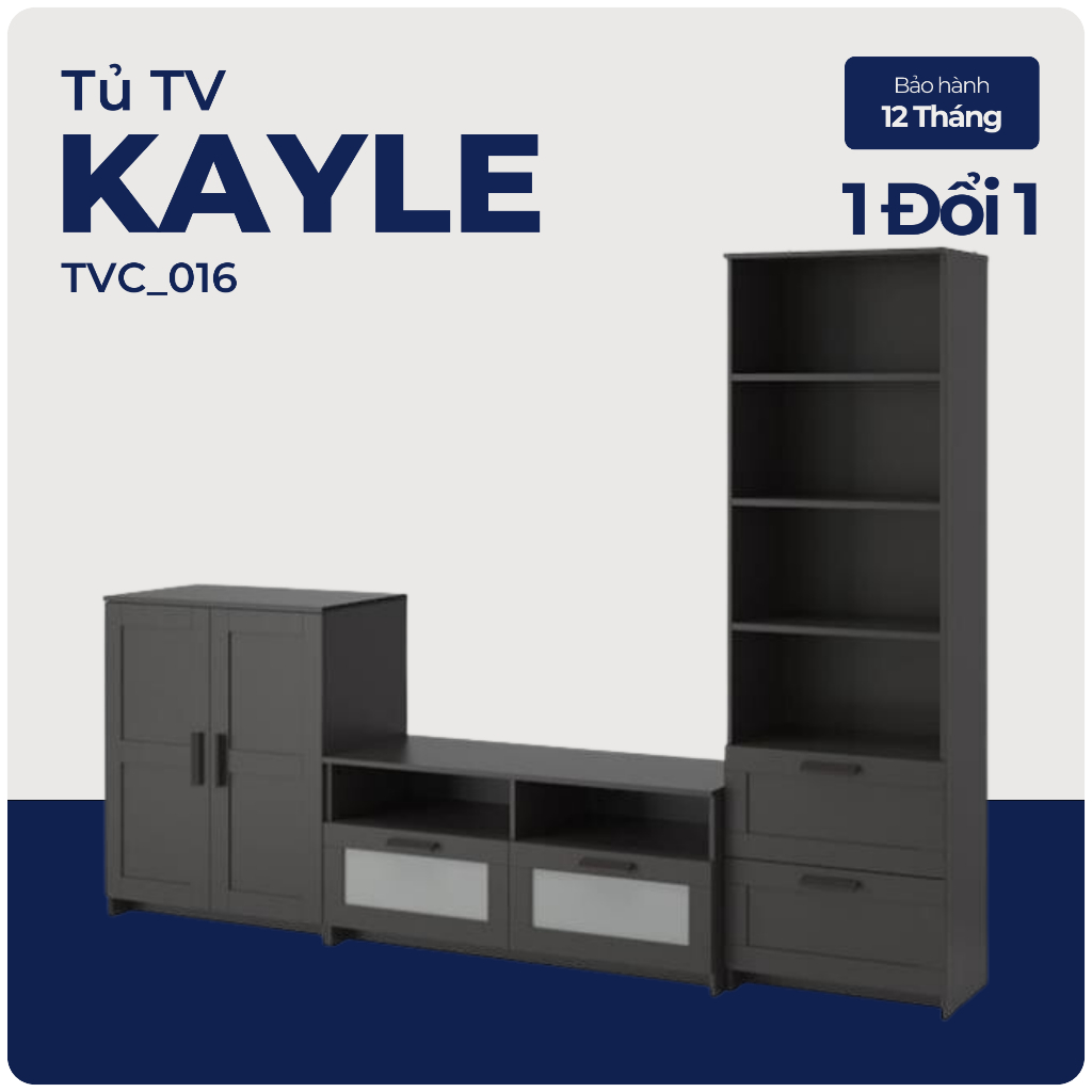 KAYLE, COMBO Kệ tivi kết hợp kệ tủ kệ để đồ, TVC_016, 258x41x190cm, Nội thất Nhà trên cao