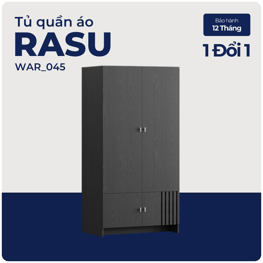 RASU, Tủ quần áo phong cách hiện đại, WAR_045, 90x60x180cm, tủ đựng quần áo Nhà trên cao