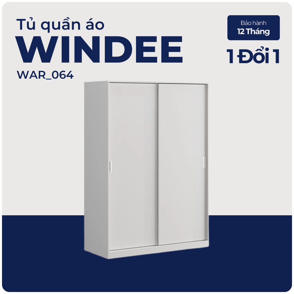 WINDEE, Tủ quần áo 2 cửa lùa, WAR_064, 135x59x200cm, tủ đựng quần áo Nhà trên cao