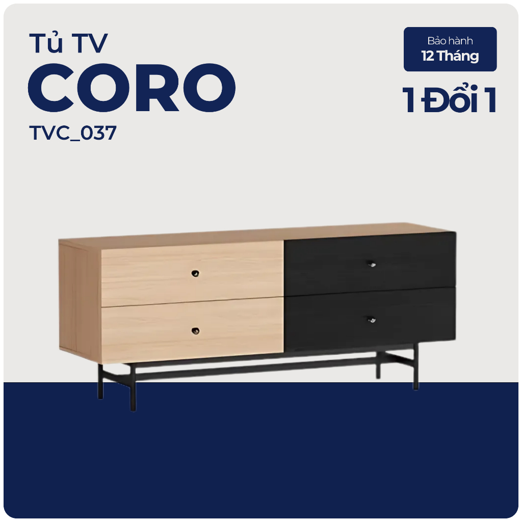 CORO, Kệ tivi, kệ để đồ, TVC_037, 140x40x58cm, Nội thất Nhà trên cao
