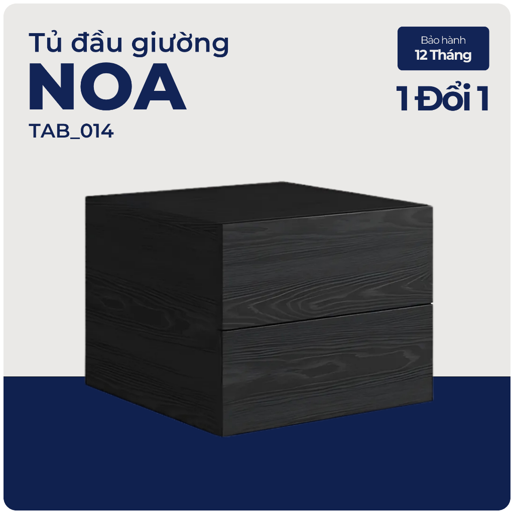 NOA, Tủ Tủ đầu giường 2 ngăn kéo cở nhỏ, TAB_014, 46x48x36cm, Nội thất Nhà trên cao