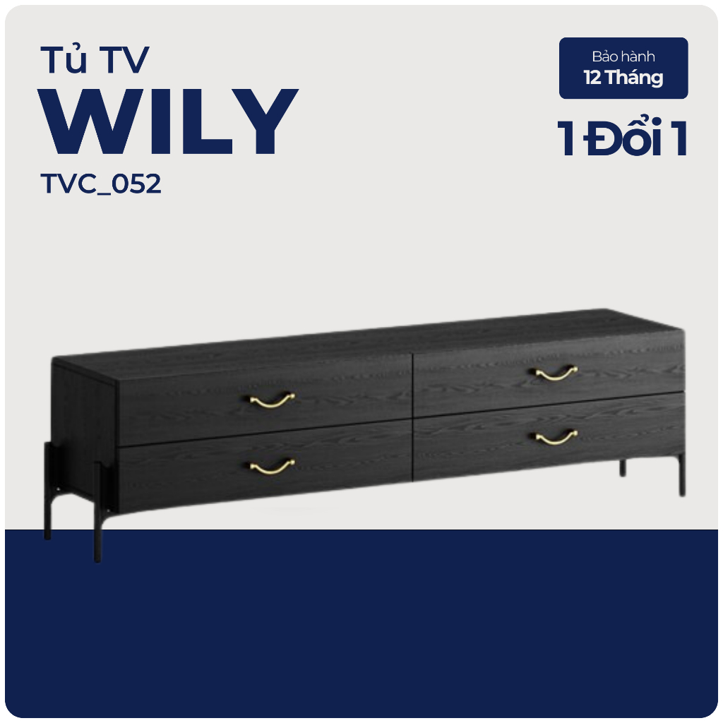 WILY, Tủ Tivi đen sang trọng tinh tế, TVC_052, 168x40x44cm, Nội thất Nhà Trên Cao