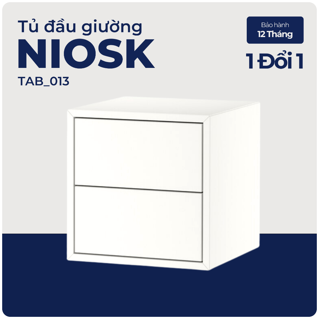 NIOSK, Tủ đầu giường 2 ngăn treo tường, TAB_013, 35x36x35cm, Nội thất Nhà trên cao