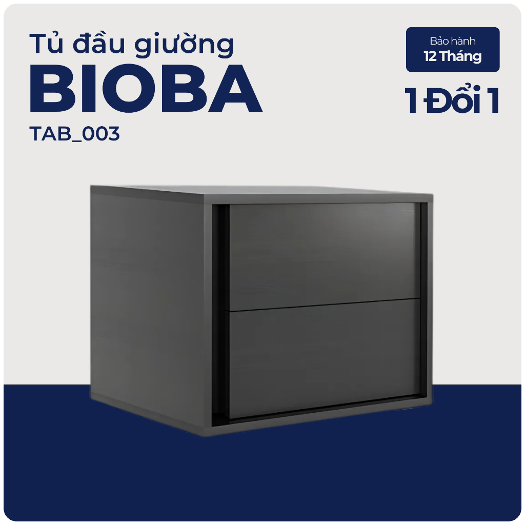 BIOBA, Tủ đầu giường 2 ngăn mở hông, TAB_003, 56x58x41cm, Nội thất Nhà trên cao